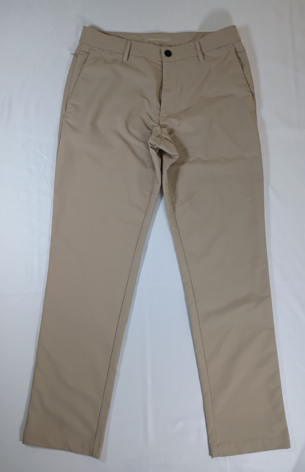 Banana Republic Mens 30×32 Tan Chino Pants Stretch Casual Zip Pocket