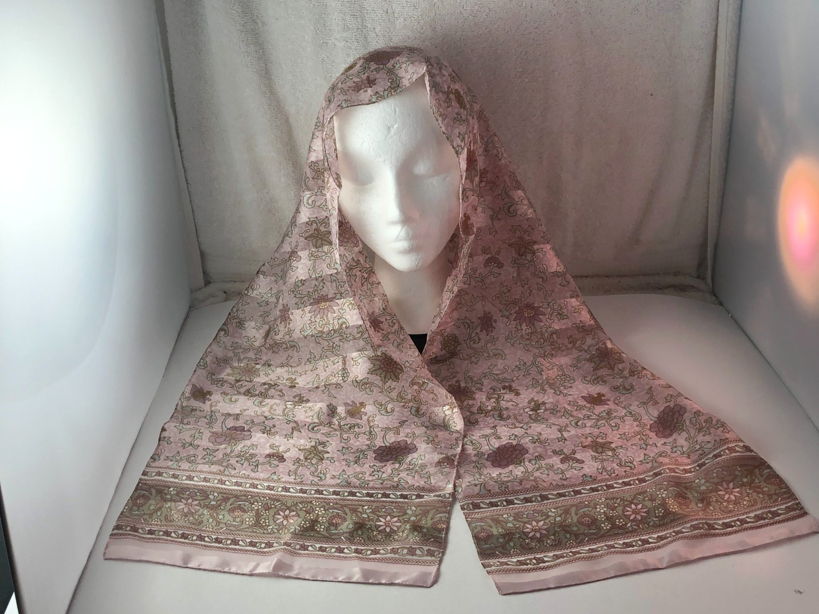 SILKEN Polyester Floral Rectangle Vtg Scarf Multicolor Made in Italy 11″ x 51″