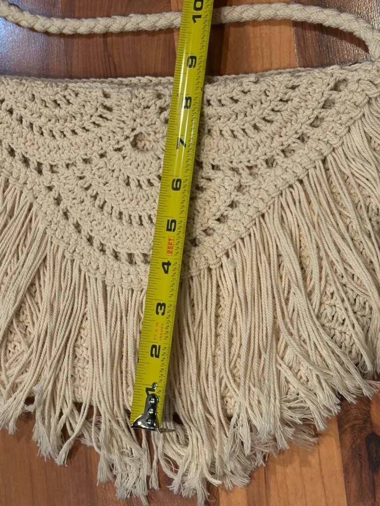 Y2K Boho Bag Macrame Fringe Crossbody Coastal Beach a.n.a.
