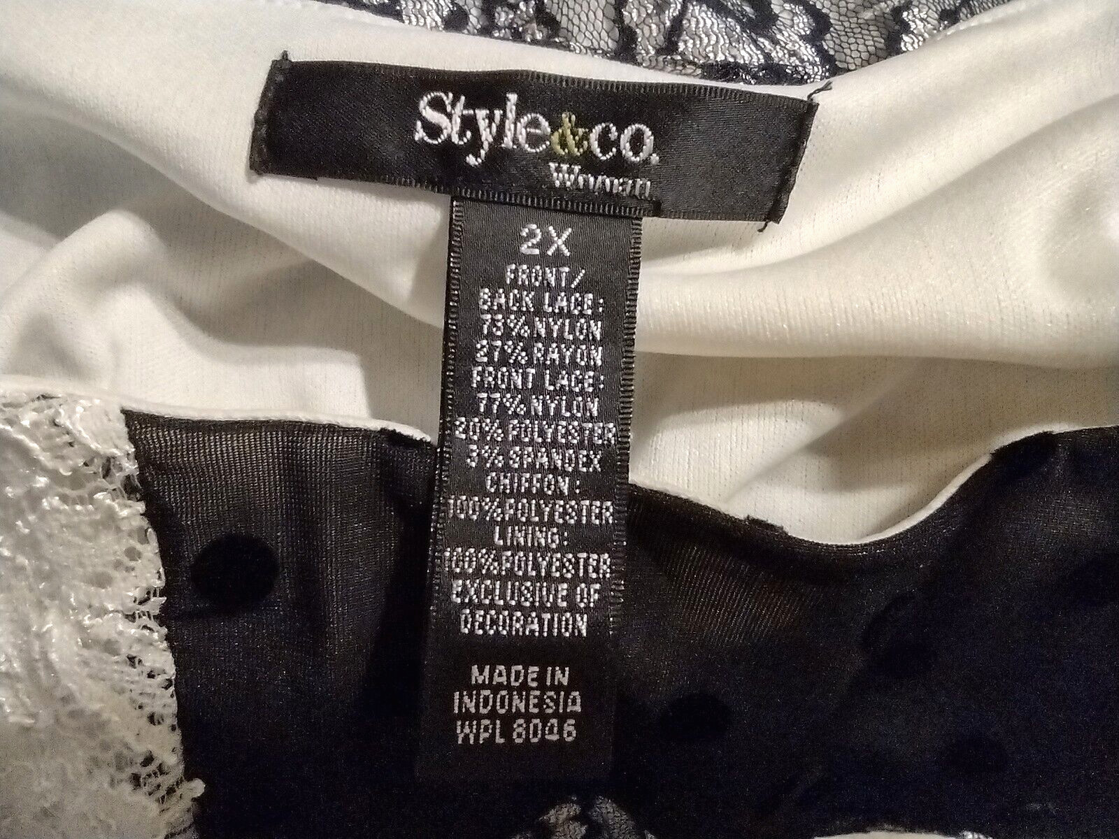 1X-0X STYLE & CO ANGEL SLEEVES LACE CHIFFON SHIMMER LINED BLOUSON TOP BLOUSE