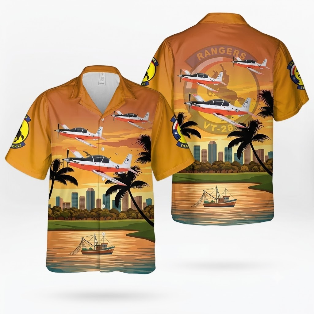 Navy Hawaiian Shirt, Us Navy Vt-28 Rangers T-6B Texan Ii Hawaiian Shirt