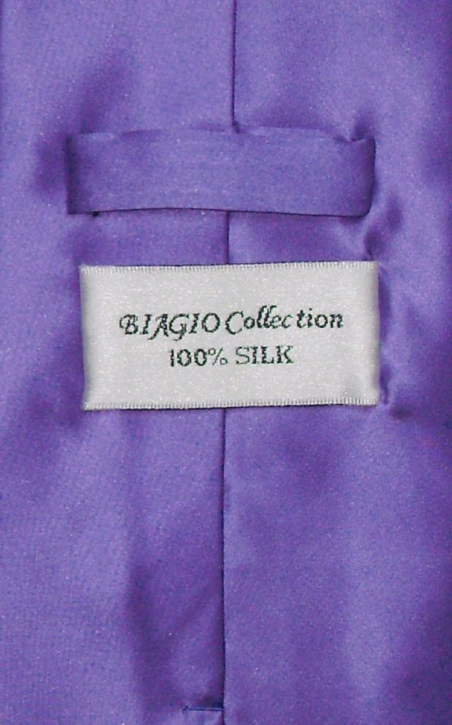 Biagio 100% SILK Solid PURPLE Color NeckTie and Handkerchief Mens Neck Tie Set