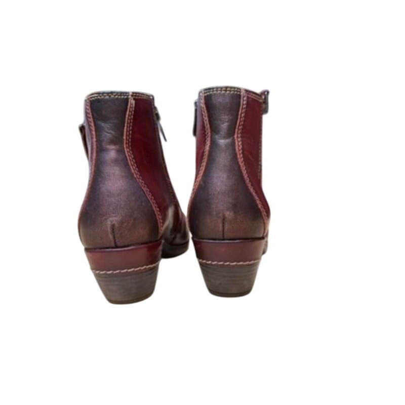 “PIKOLINOS” Women’s Zip Up Ankle Boot Red SZ 37 (7) Soft Leather 1 3/4 Heel