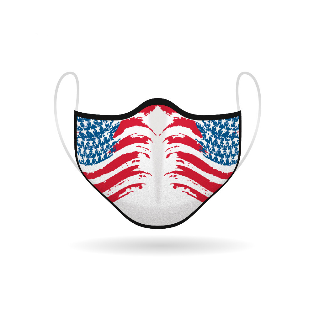 Flying USA Flag 2-Ply Face Mask – Soft Cloth – Re-usable, Washable, Durable