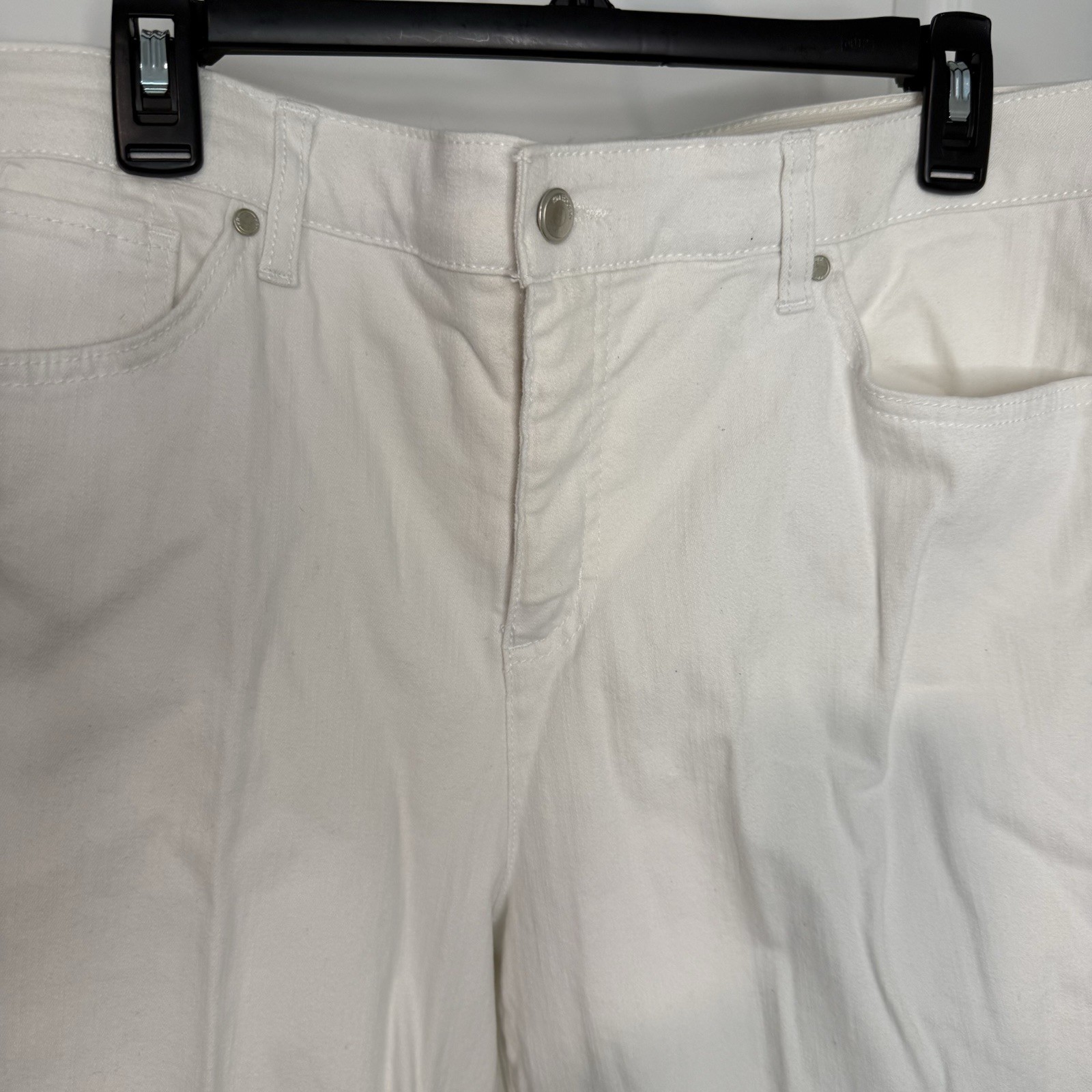 KIM ROGERS Capri White Denim Straight Leg 5-Pocket Tummy Control Stretch Sz 16W