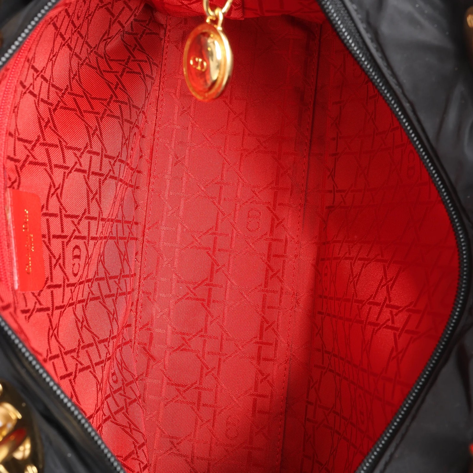 Dior Lady Dior Large Cannage Nylon x Patent Leather 2Way Handbag in Black