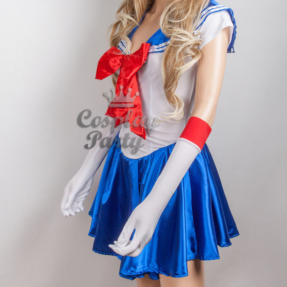 Sailor Moon Usagi Tsukino Cosplay Halloween Anime Costume Uniform Dress w/Glove