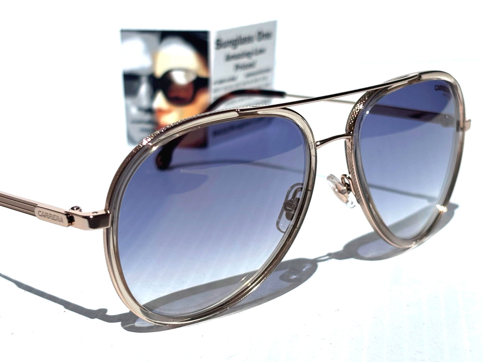 CARRERA Gold Gradient Champagne Blue Fade Lens Sunglass 1044/S HAM1V