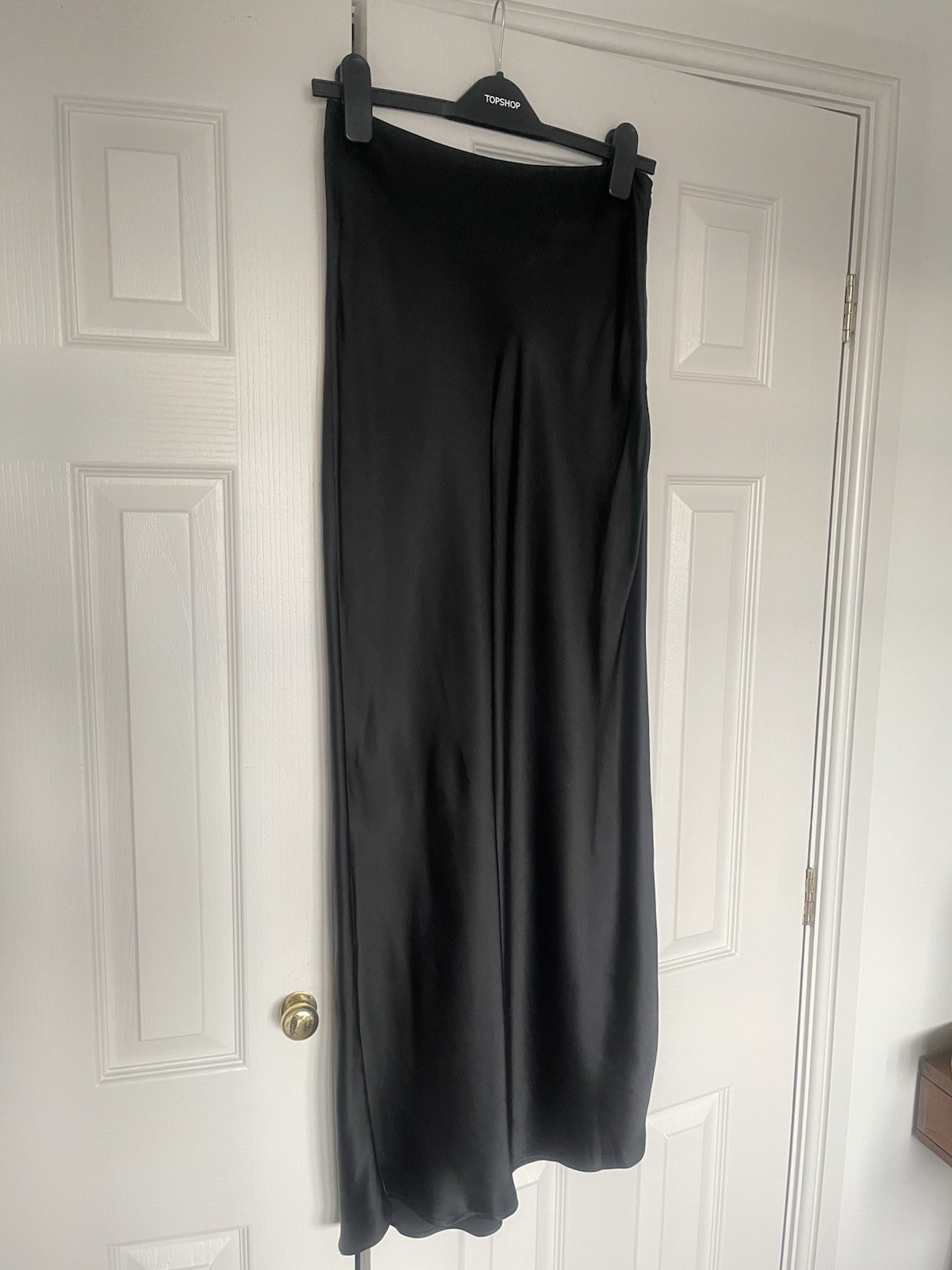 & Other Stories Black Satin Style Maxi Skirt With Zip And Button Closure Size 36