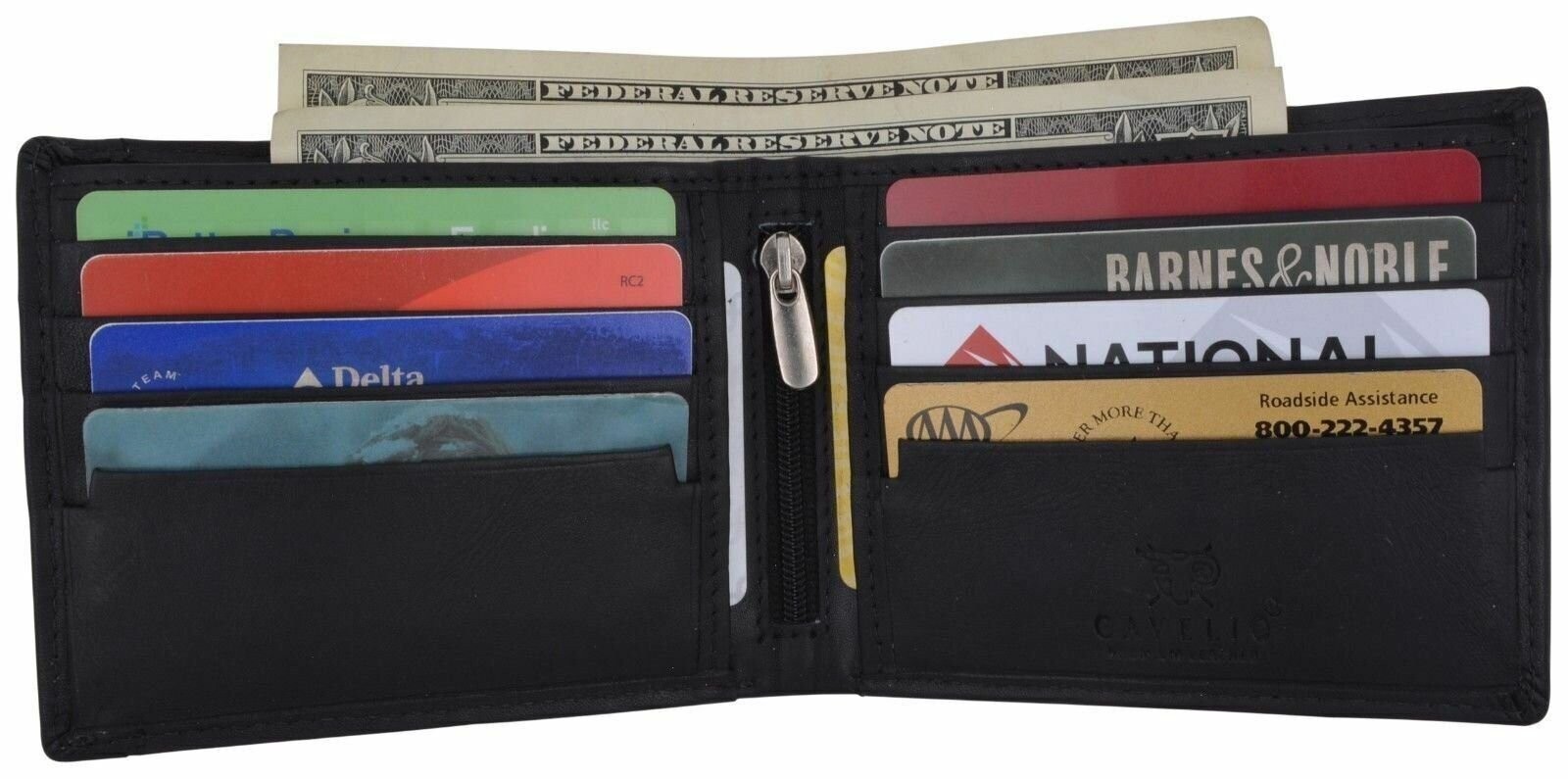 Mens Bifold Black Wallet Premium Leather Front Removable ID/Card Holder Wallet