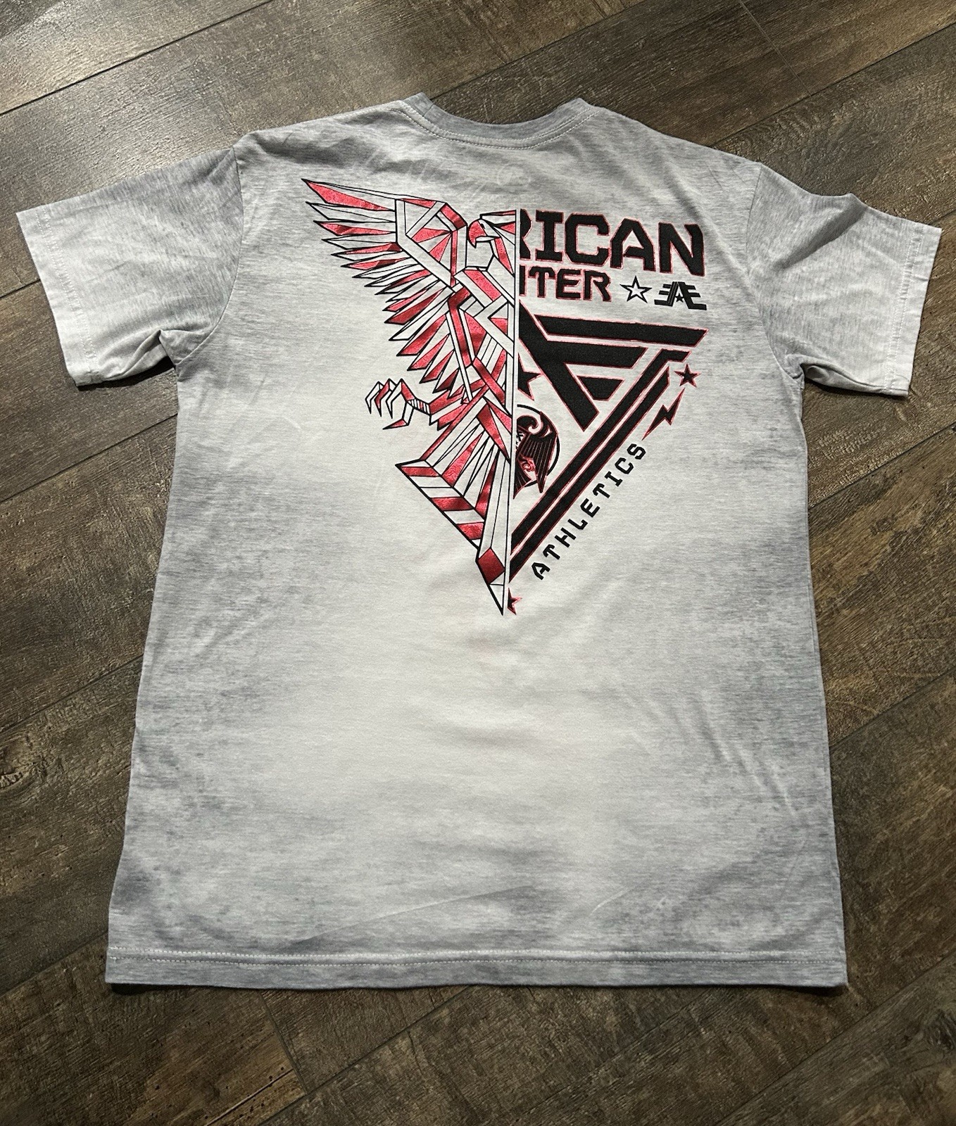 American Fighter Premium Athletics Men’s Light Gray and Platinum Red Medium