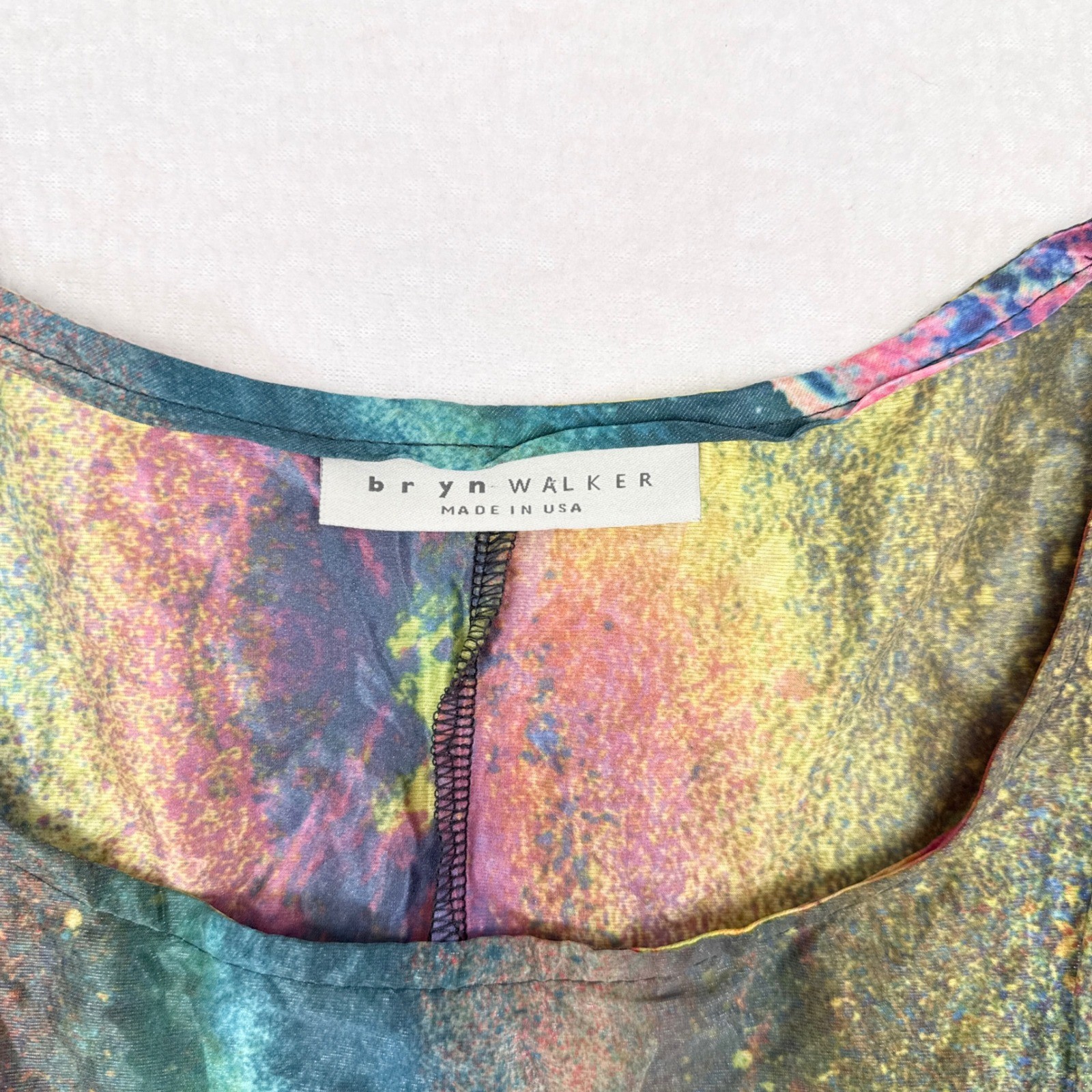 Bryn Walker Dress Size Large Zen Taffeta Nebulosa Abstract Cosmic Ruffled Hem