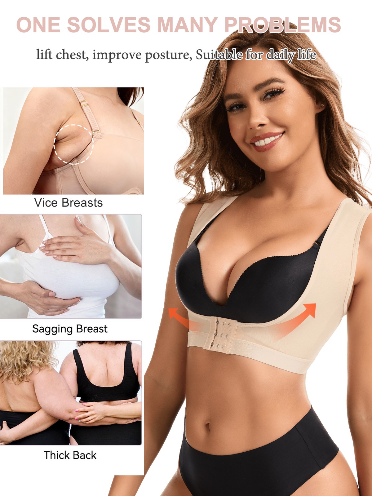 Faja De Compresion Para Mujer Talladora De Top Corrección Postural Push Up Bust