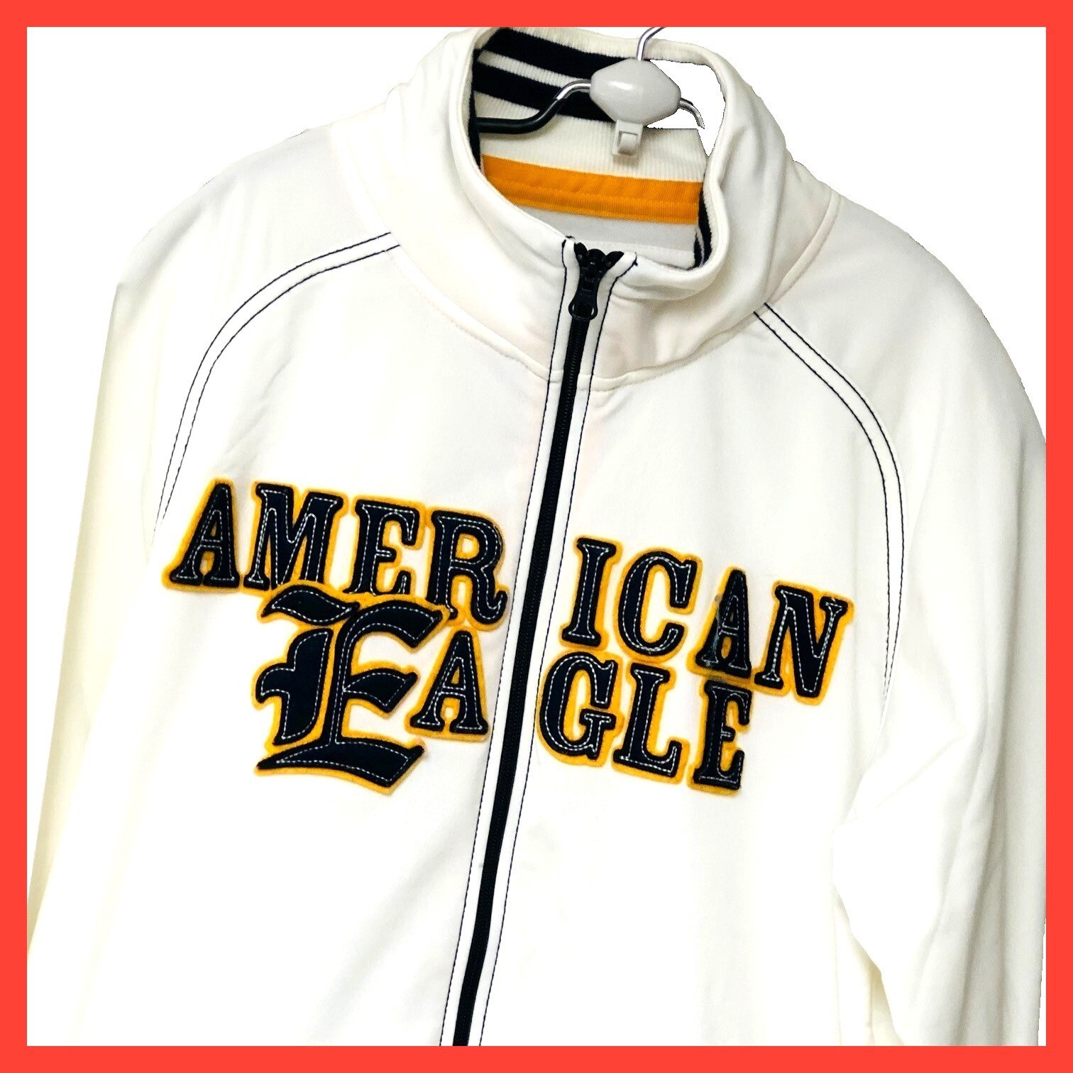 Y2K American Eagle Varsity Track Jacket Spell Out Applique Preppy Sporty Women S