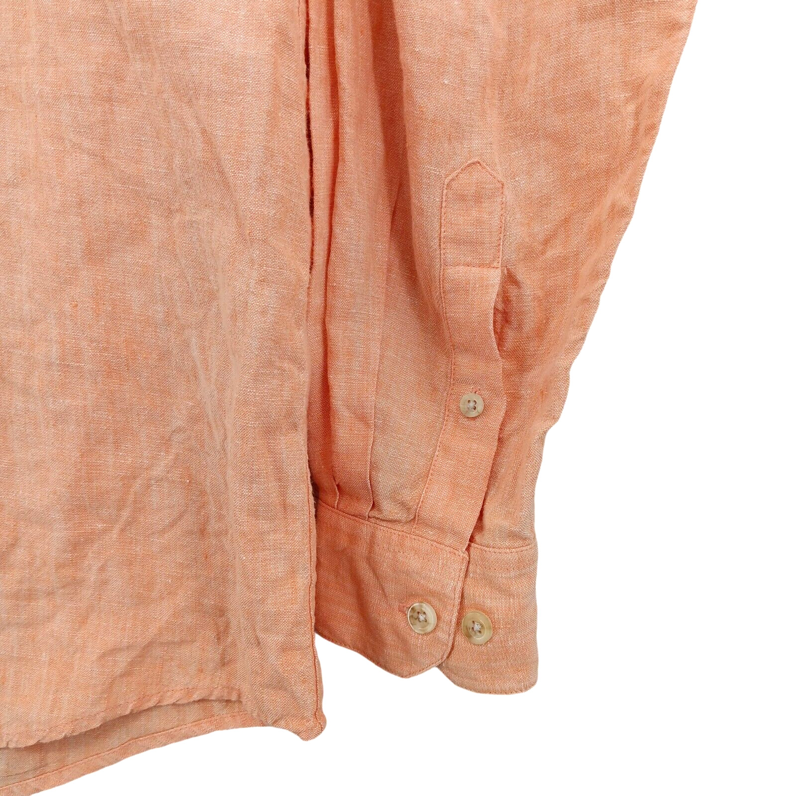 Bowen & Wright Shirt Mens Medium Orange 100% Linen Button Up Long Sleeve Casual