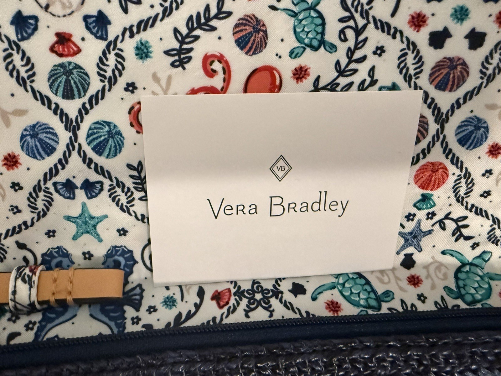 Vera Bradley Straw Wristlet Clutch Navy Blue Pink Star Fish Tropical Embroidered