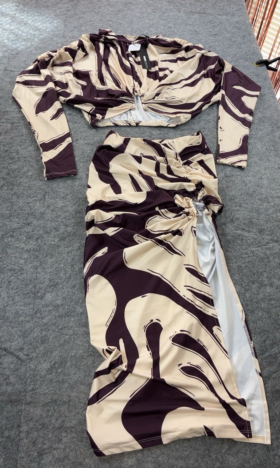 Blouse Maxi Skirt Set Wine Combo Color Size XSmall Fashion Nova