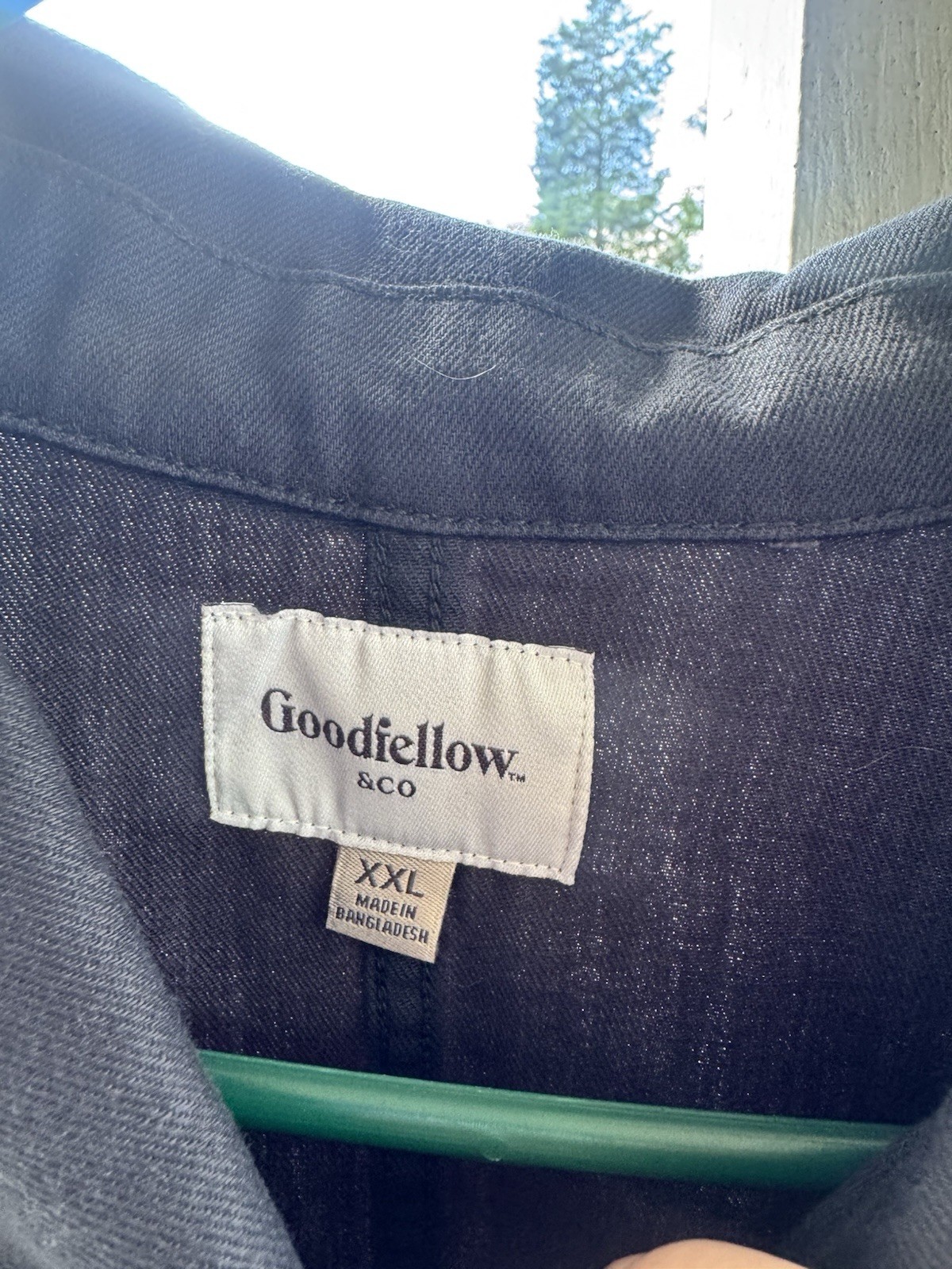 Goodfellow & Co Men’s Solid Blue Long Sleeve Button-Up Shirt Pockets 2XL