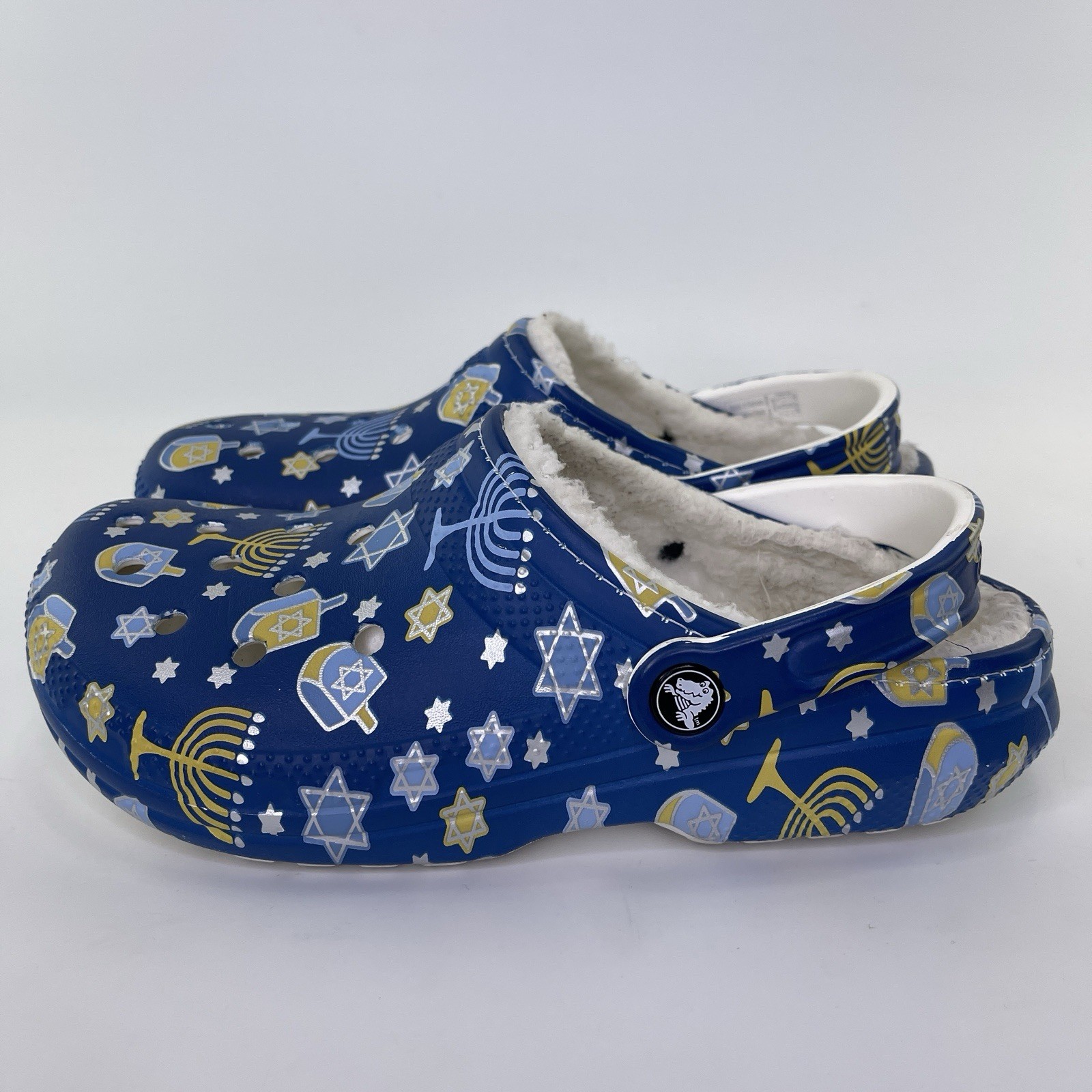 Crocs Classic Lined Holiday Clog Hanukkah Menorah Blue Star Sz Mens 6 Womens 8
