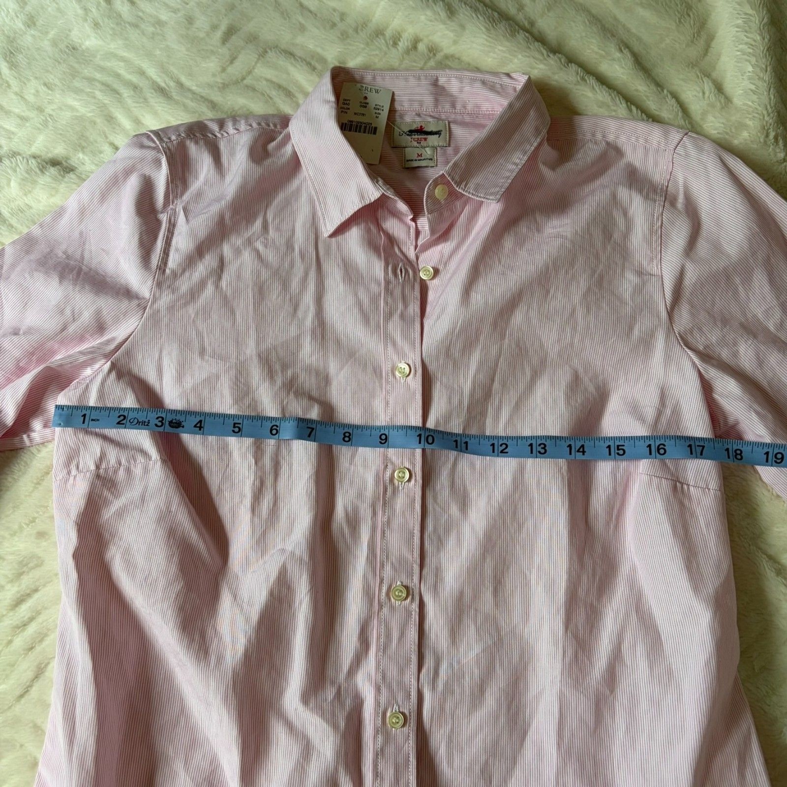NWT J.Crew Factory Classic Button-Up Shirt Pink Pinstripe Size Medium