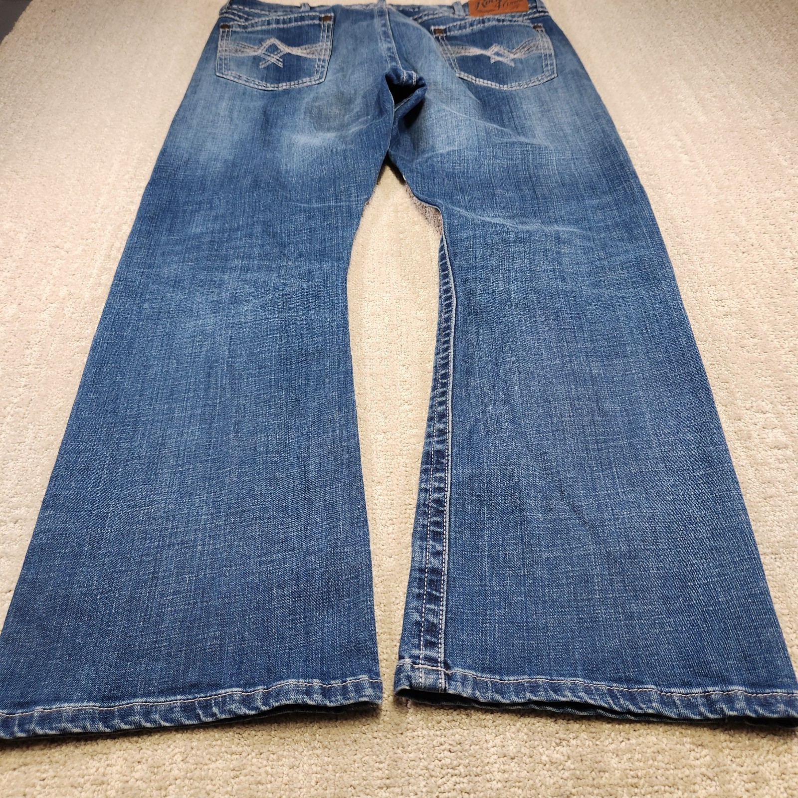 Wrangler Rock 47 Jeans Men 38×32 Bootcut Thick Stitch Denim Cowboy Rodeo Western