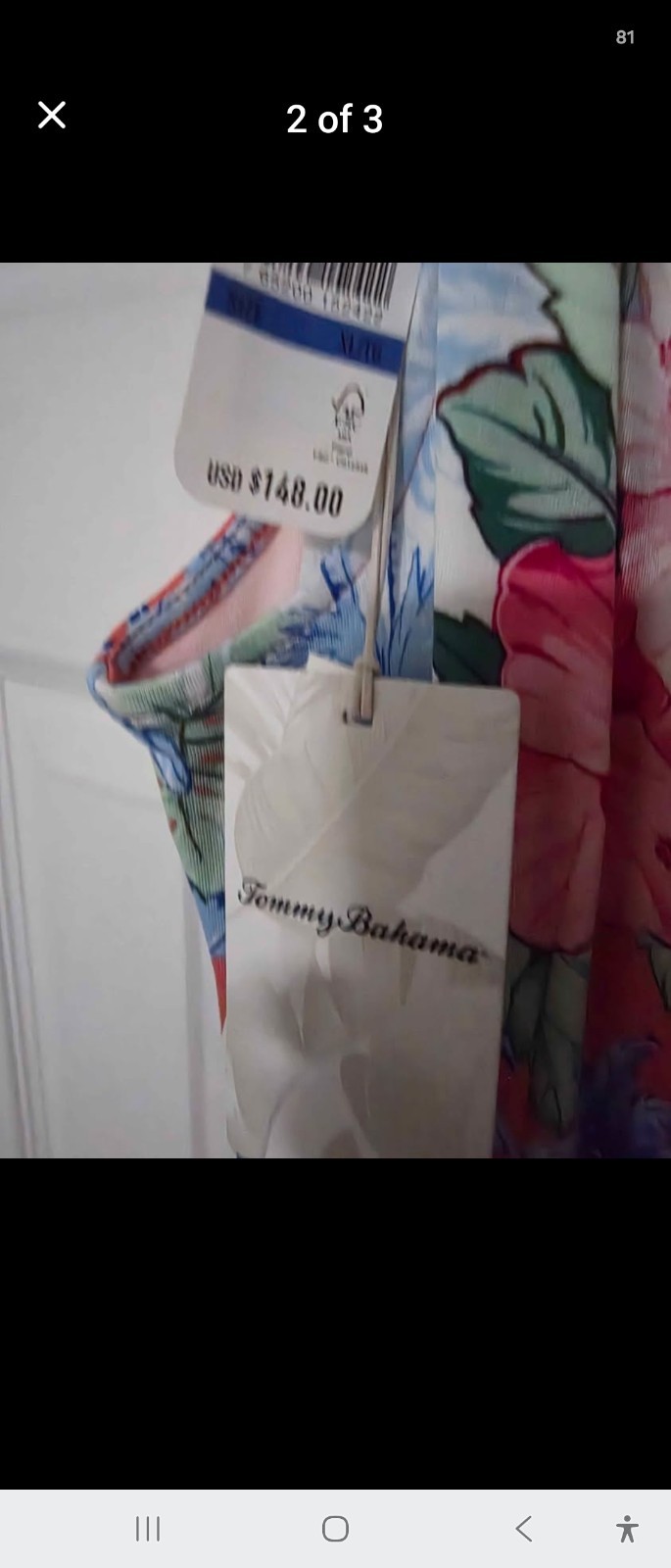 Tommy Bahama Floral Sheath Dress L/16 Blue White Red Sleeveless Scoop NWT
