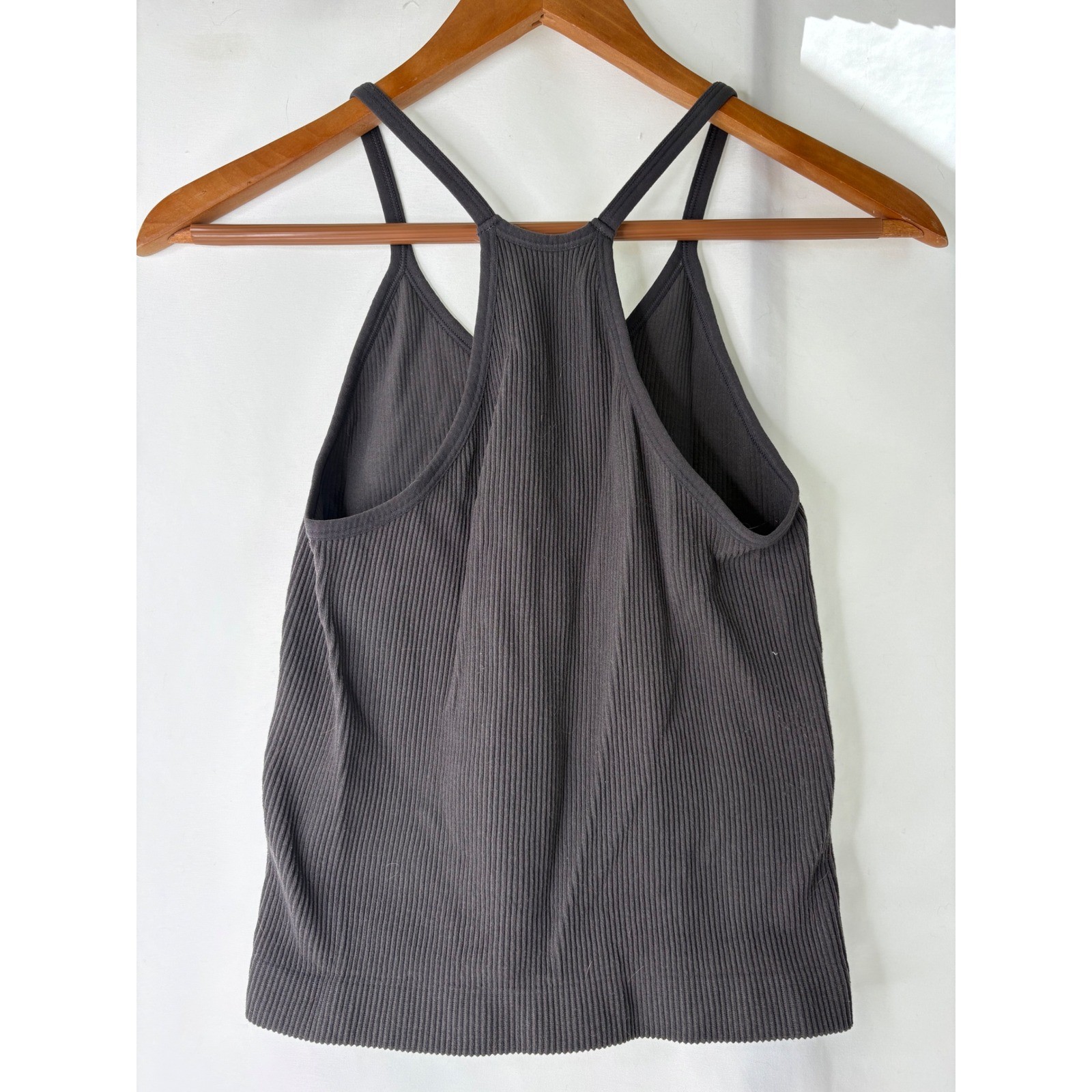 Ododos Ribbed Seamless Racerback Tank Top Dark Gray M/L Athletic Yoga Camisole