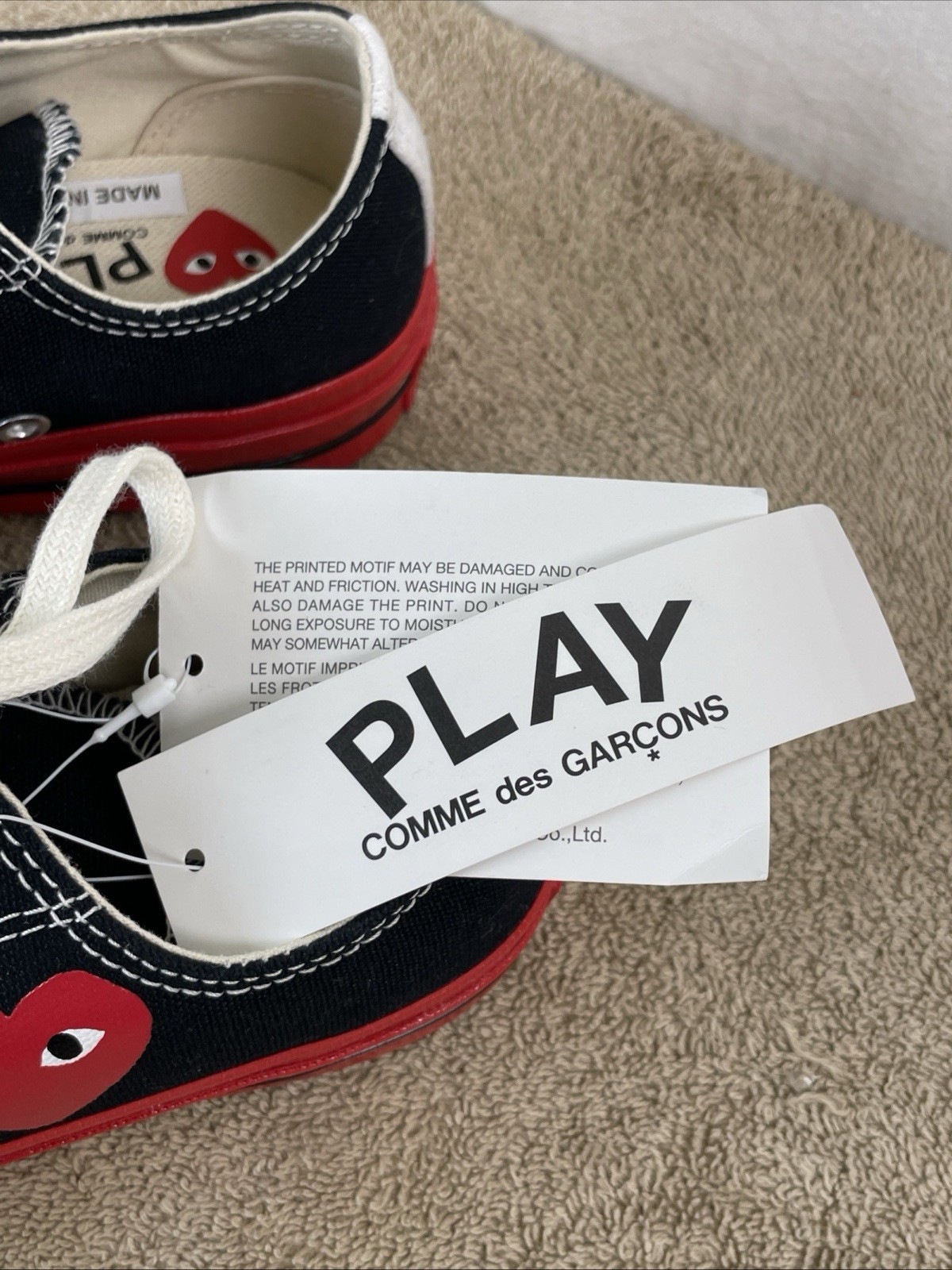 Converse Chuck 70 Play Comme Des Garcons Low Black Sneakers Mens 4 / Womens 6