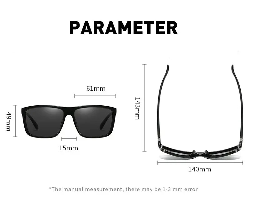 Rectangular Polarized Vintage Sport Sunglasses for Men Women UV400 Protection