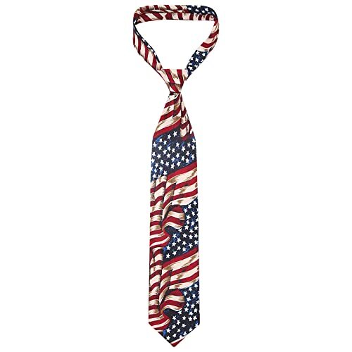 Men’s American Flag Ties 3.27″ (8.3CM) USA Flag Necktie For Men Honor