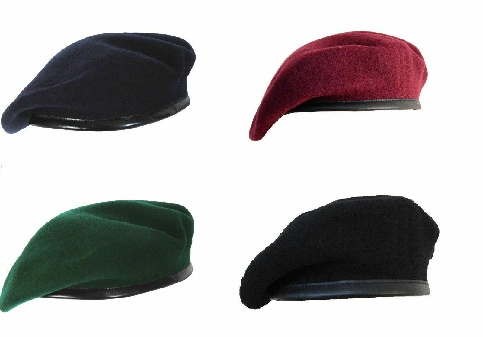 Beret Cap Hat Wool Military Army French Men’s Women’s Blue black Green Maroon