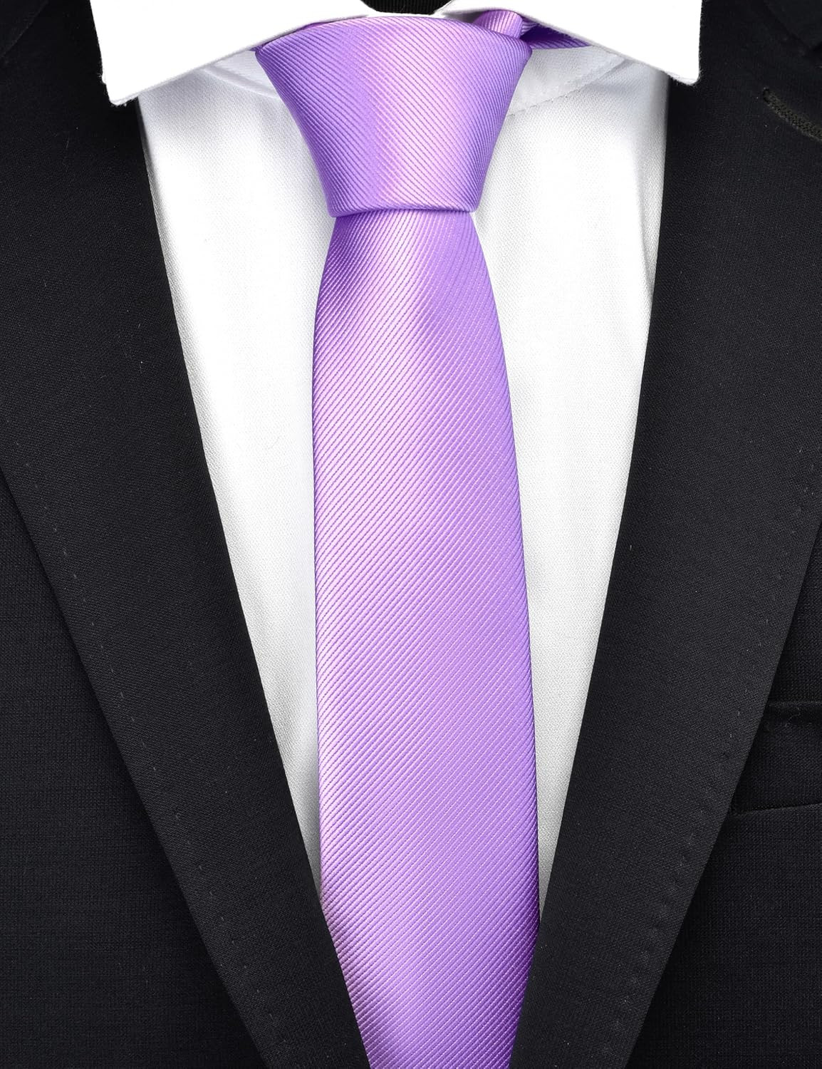 2.4″（6Cm） Solid Pure Color Skinny Tie Plain Slim Necktie for Men