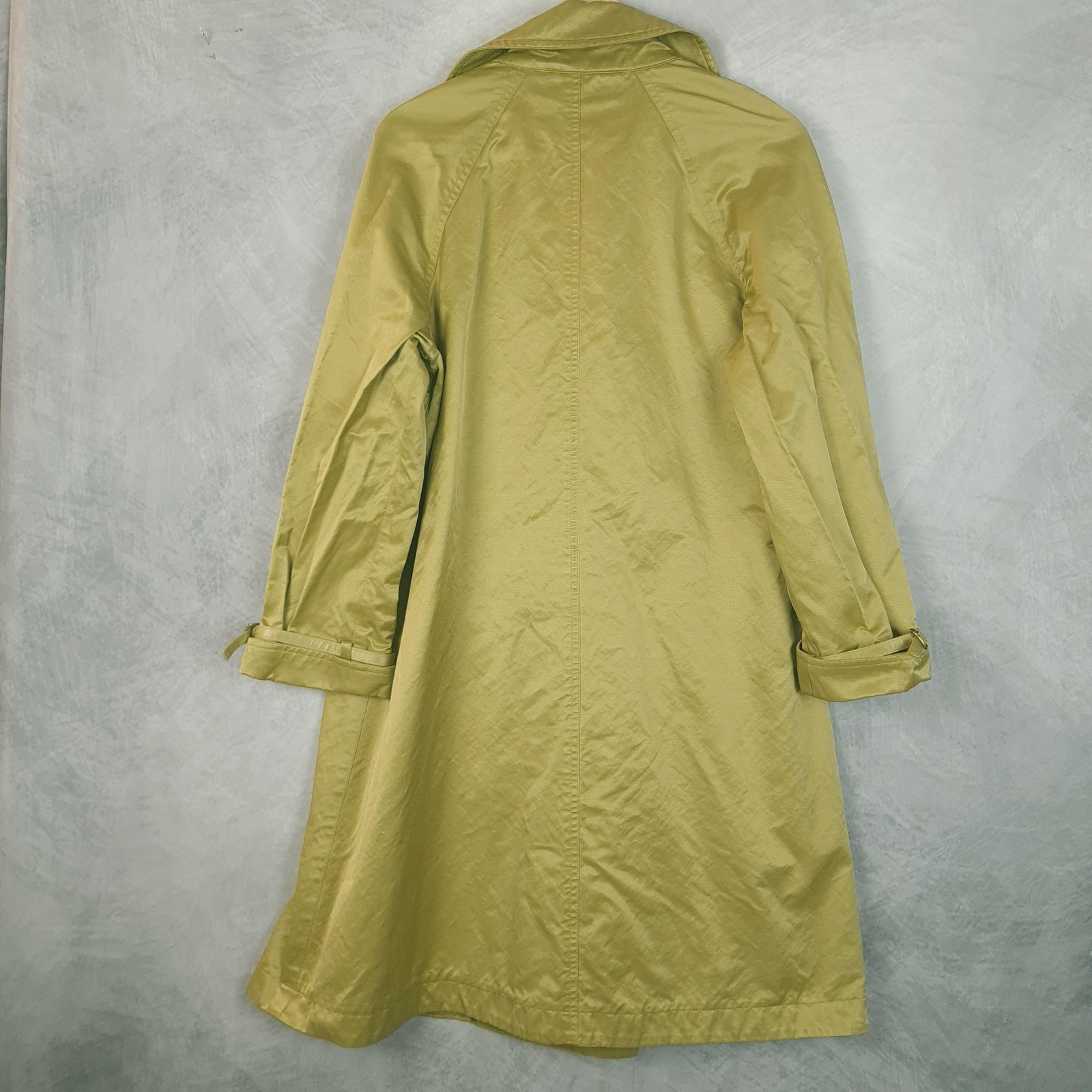 Mycra Pac Coat Womens P 6-8 Green Twill Buckle Trench Lightweight Belted