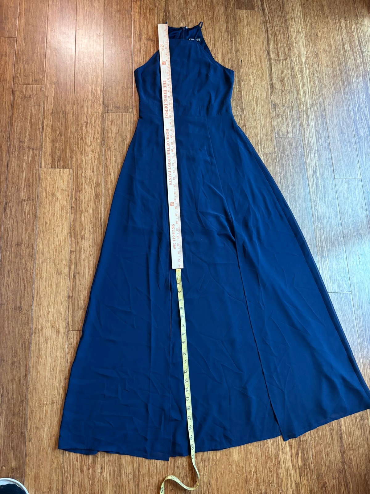 Express Navy Halter Maxi Dress Sleeveless Flowing Size 0