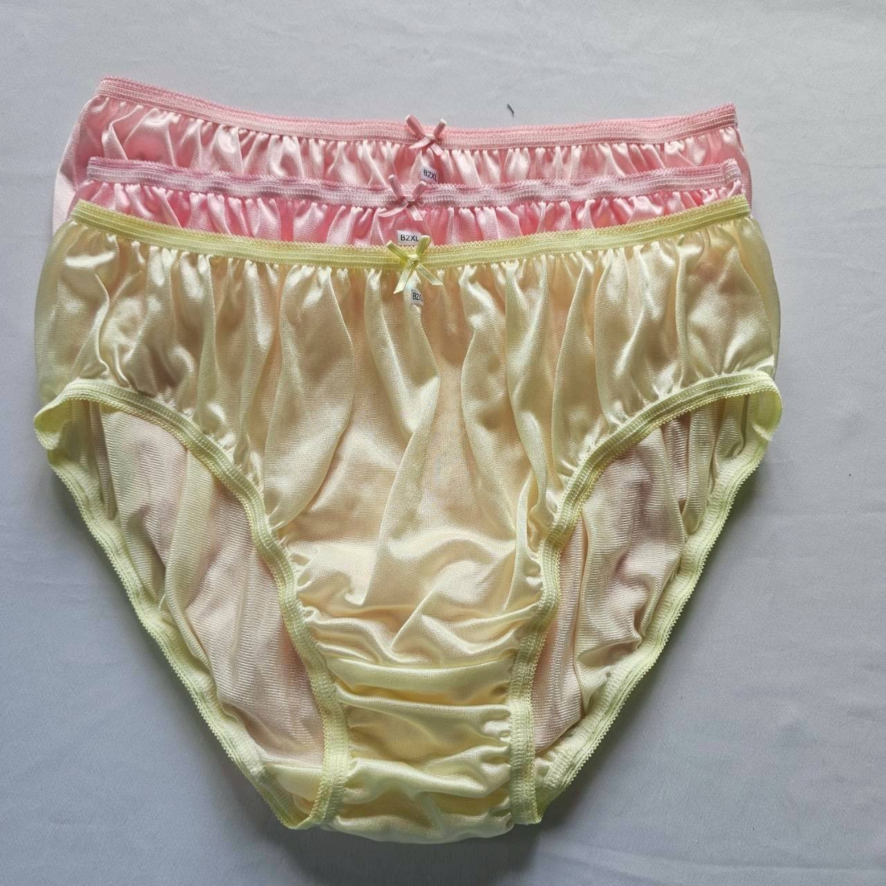 6pc Plus Underwear Mid-Waist Panties Women Mens Briefs Nylon Silky Soft 2XL/Mix