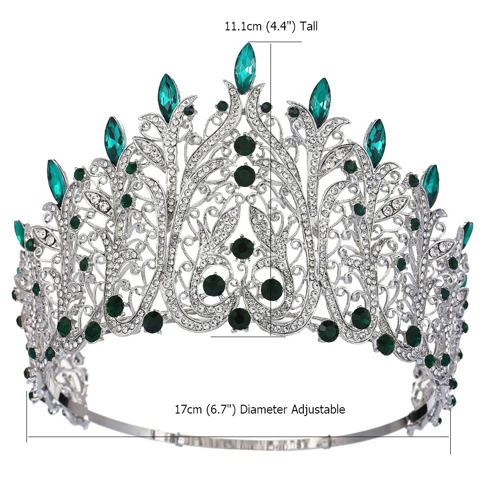 11cm Tall Crystal Tiara Crown Wedding Queen Princess Prom Adjustable For Women