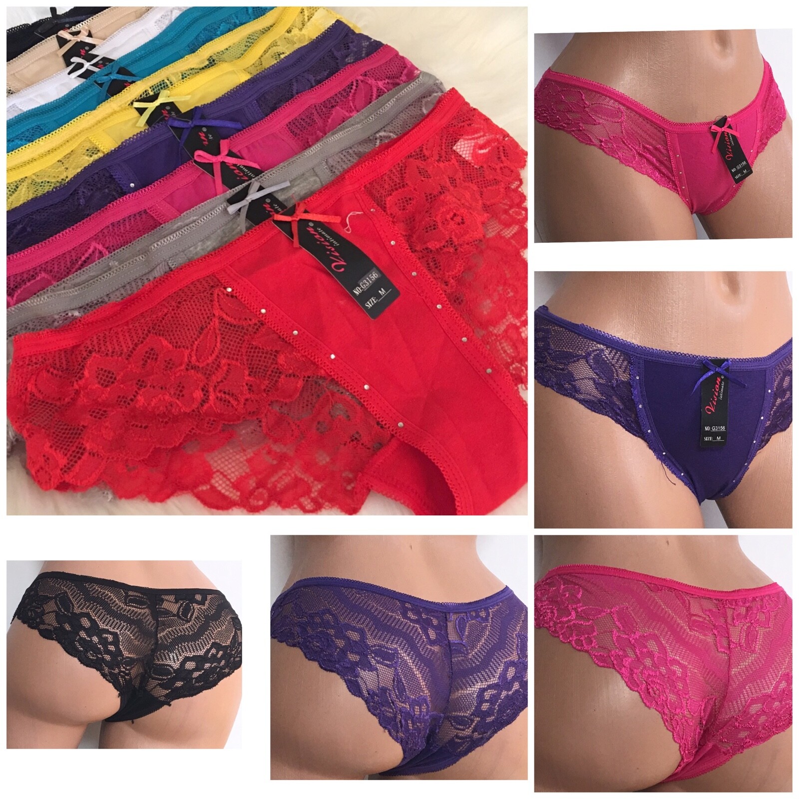 Lace Bikini Cheeky Lowrise Hi-Cut Women’s Panties Undies 6-48 PACK WHOLESALE LOT