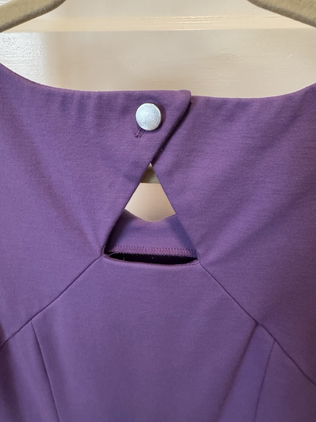 Talbots Solid Lavender Shift Dress V-Neck Back Keyhole Detail, Size 2R