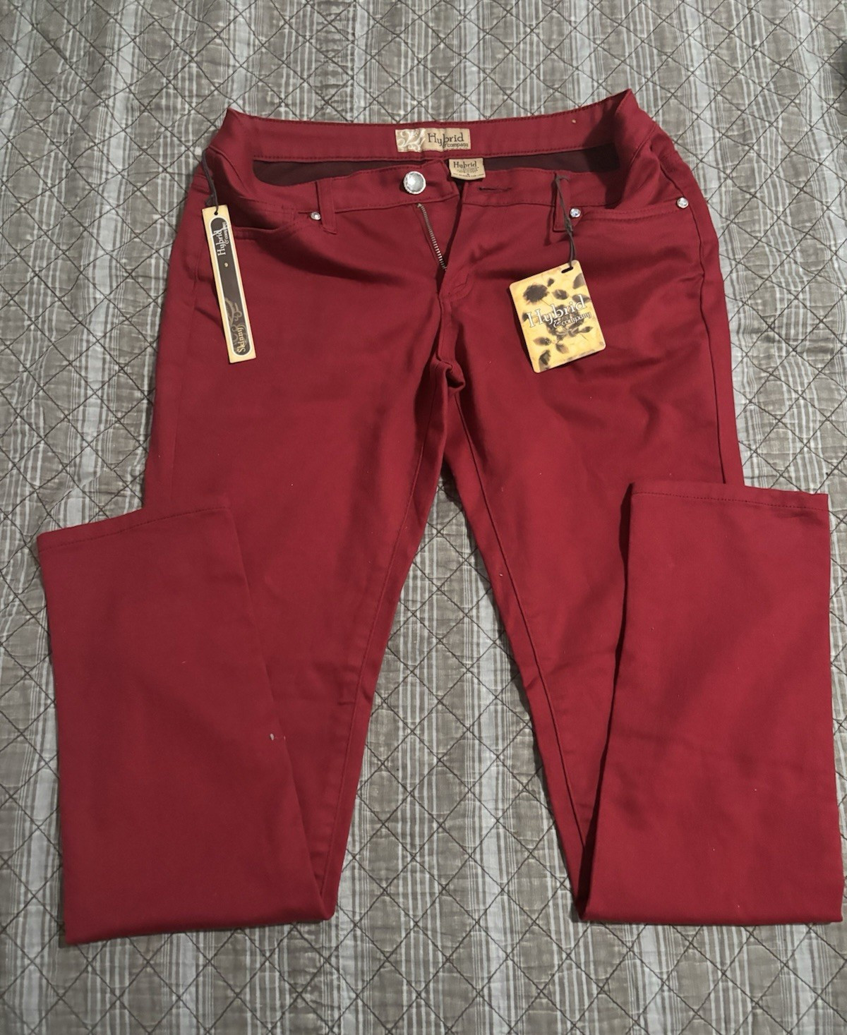 Hybrid Company Women’s Red Denim Skinny Jeans Stretch Mid Rise 5-Pocket 9