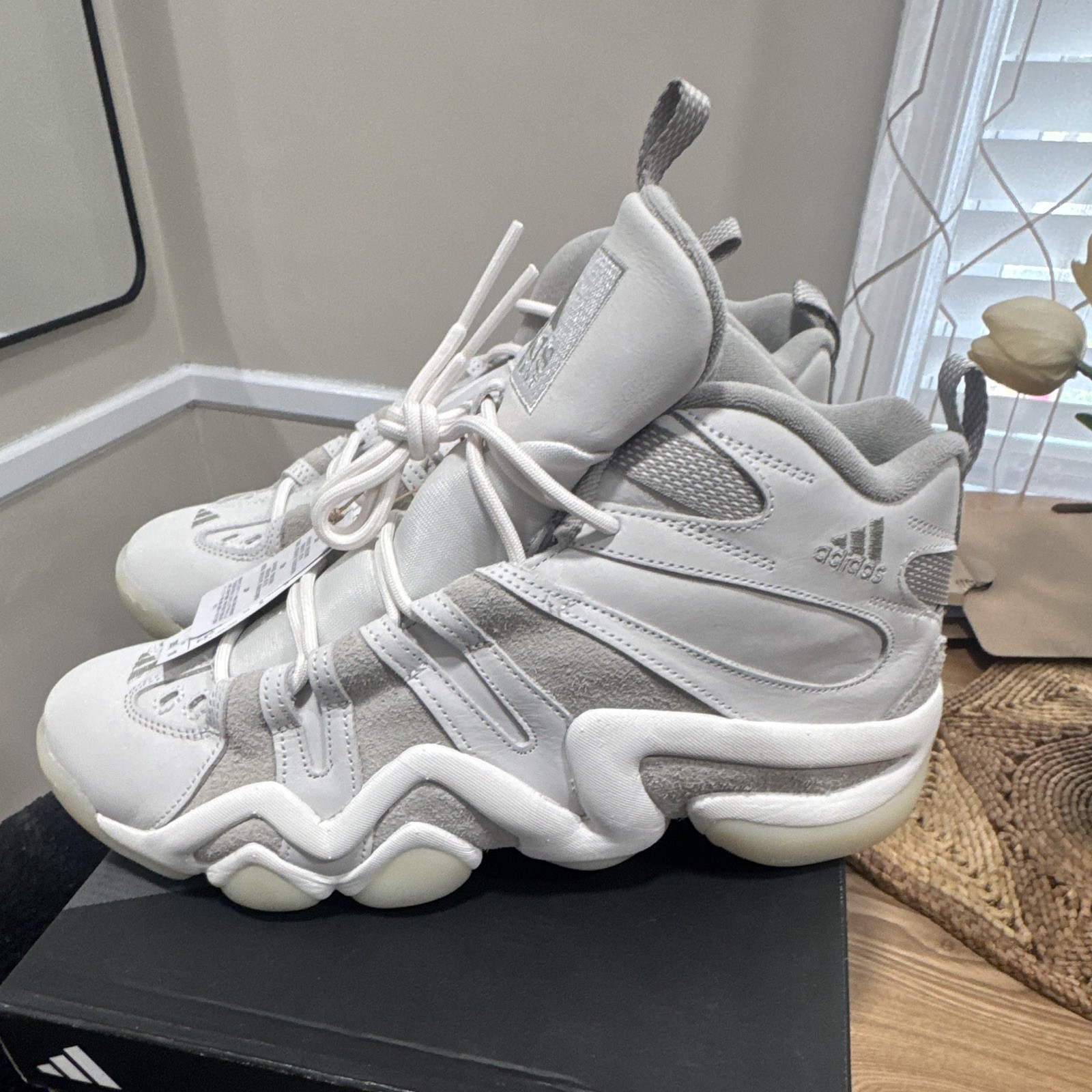 adidas Crazy 8 “Off White Sesame” Men’s High Top Lace-Up Suede Sneakers IE7230