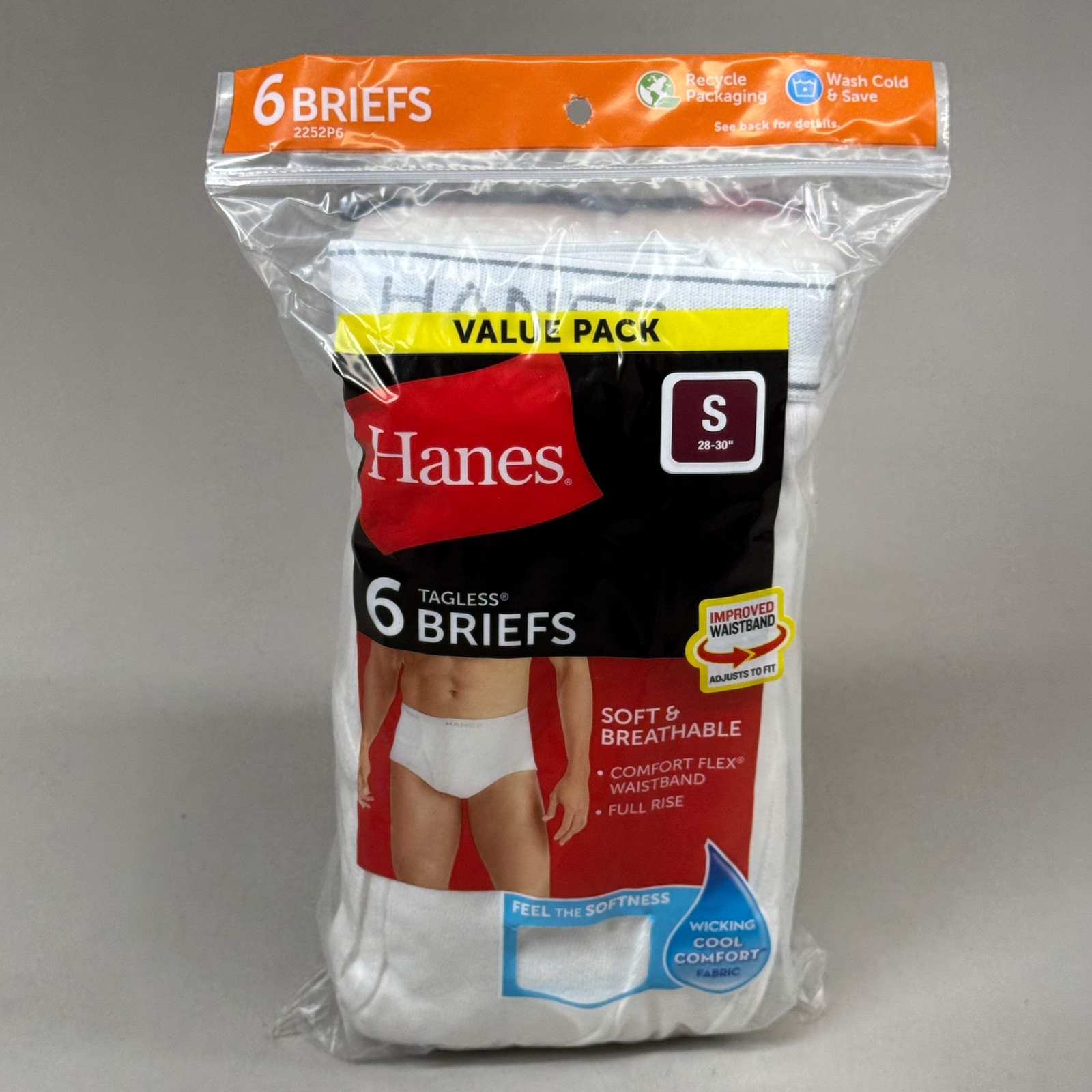 HANES (6 PACK!) Men’s Cool Comfort Boxer Briefs Sz S 28-30″ White 2252P6