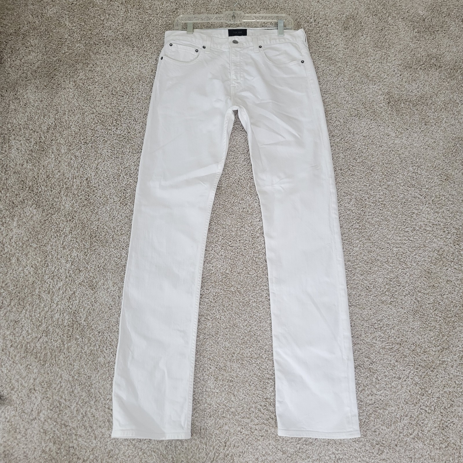 SIMON SPURR MEN’S OFF-WHITE SLIM FIT LEG JEANS SIZE 32X35