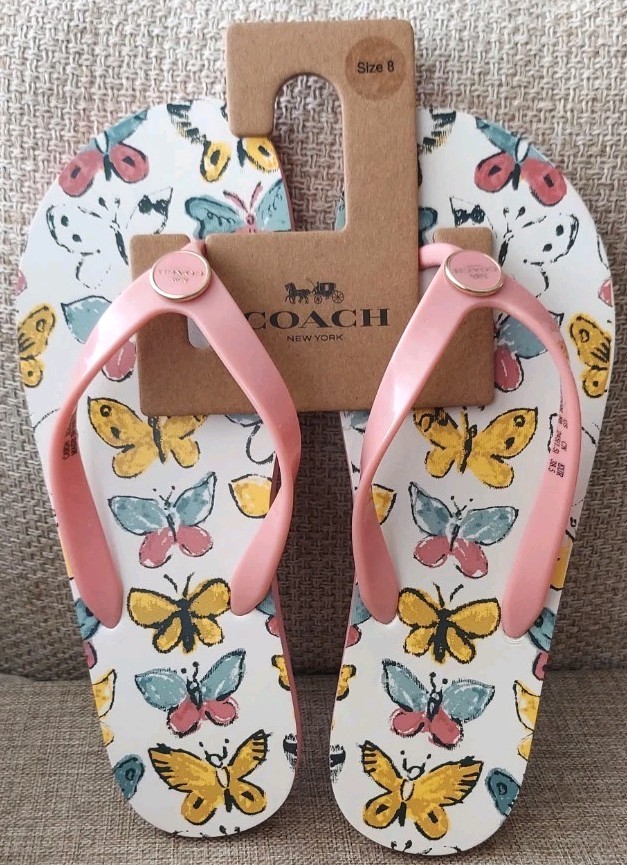 Coach NWT Butterfly Jelly Flip Flops Size 8