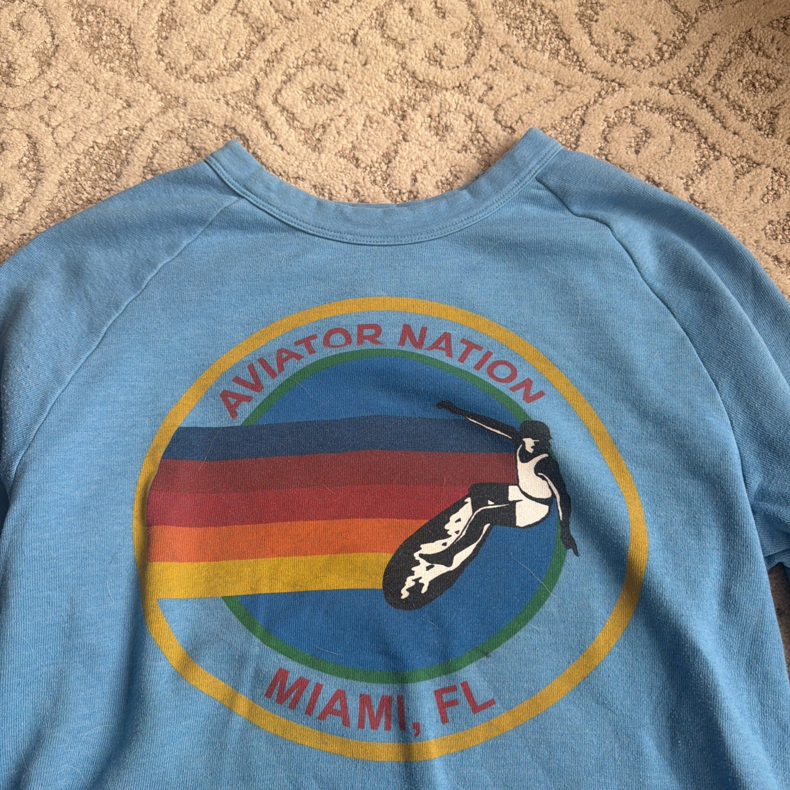 Aviator Nation miami crew sweatshirt ocean color SZ Small