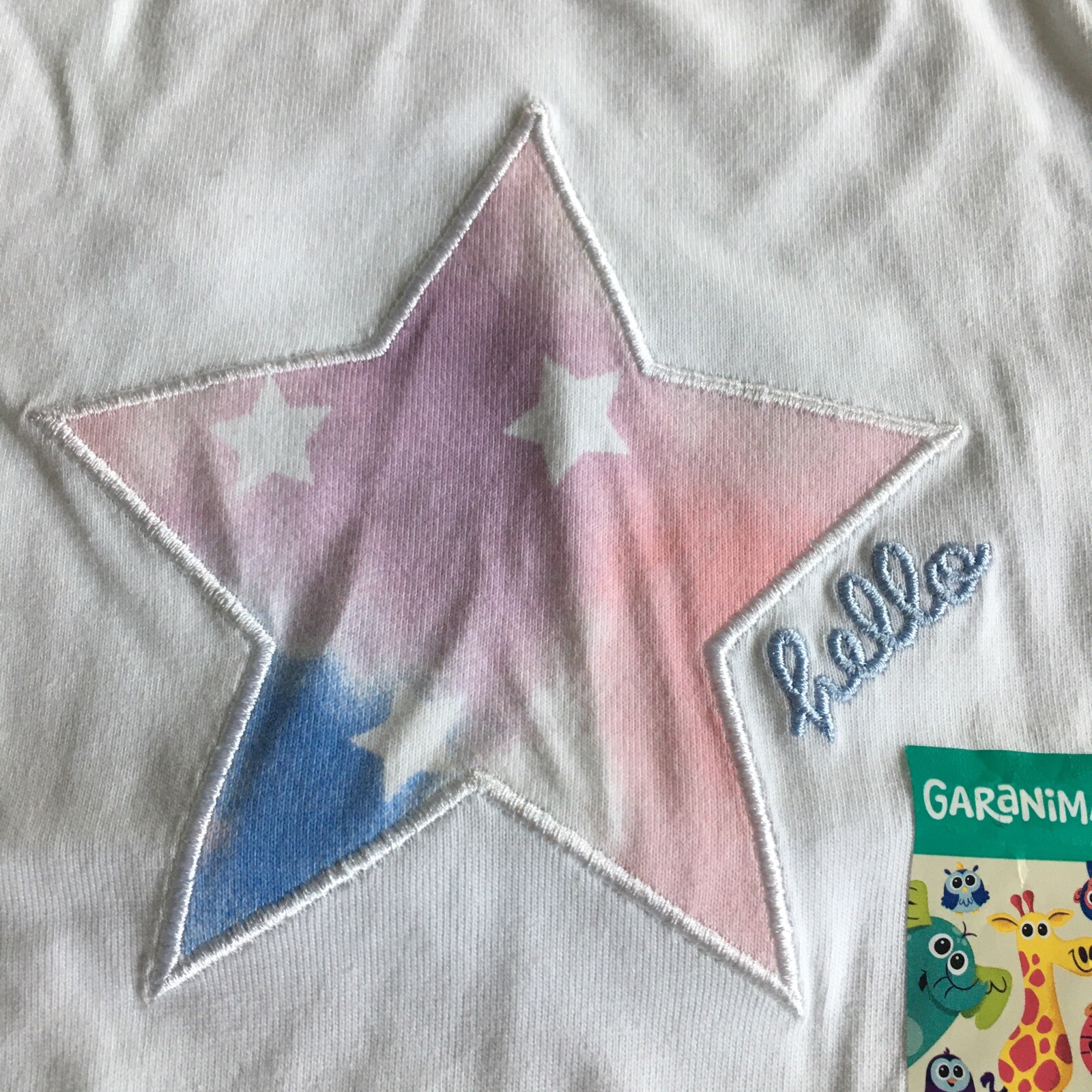 NWT Garanimals White Long Sleeve Embroidered Star “Hello” One Piece 6-9 Months