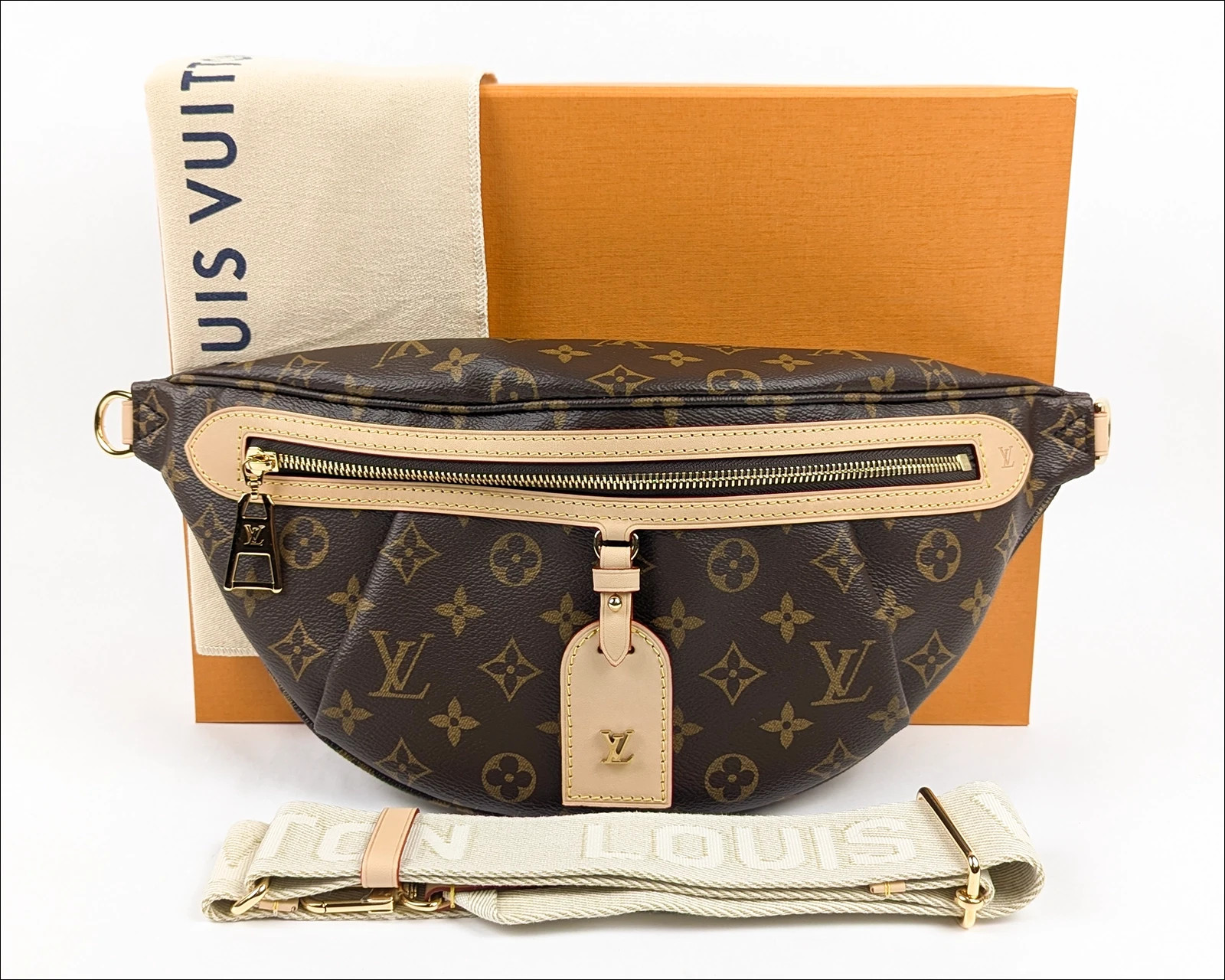 Authentic LOUIS VUITTON High-Rise Monogram Bum Bag M46784 Waist Pouch W/ Box