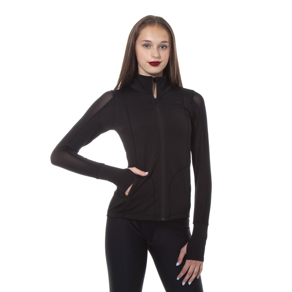 Full Zip Activewear Mesh Panel Jacket For Women