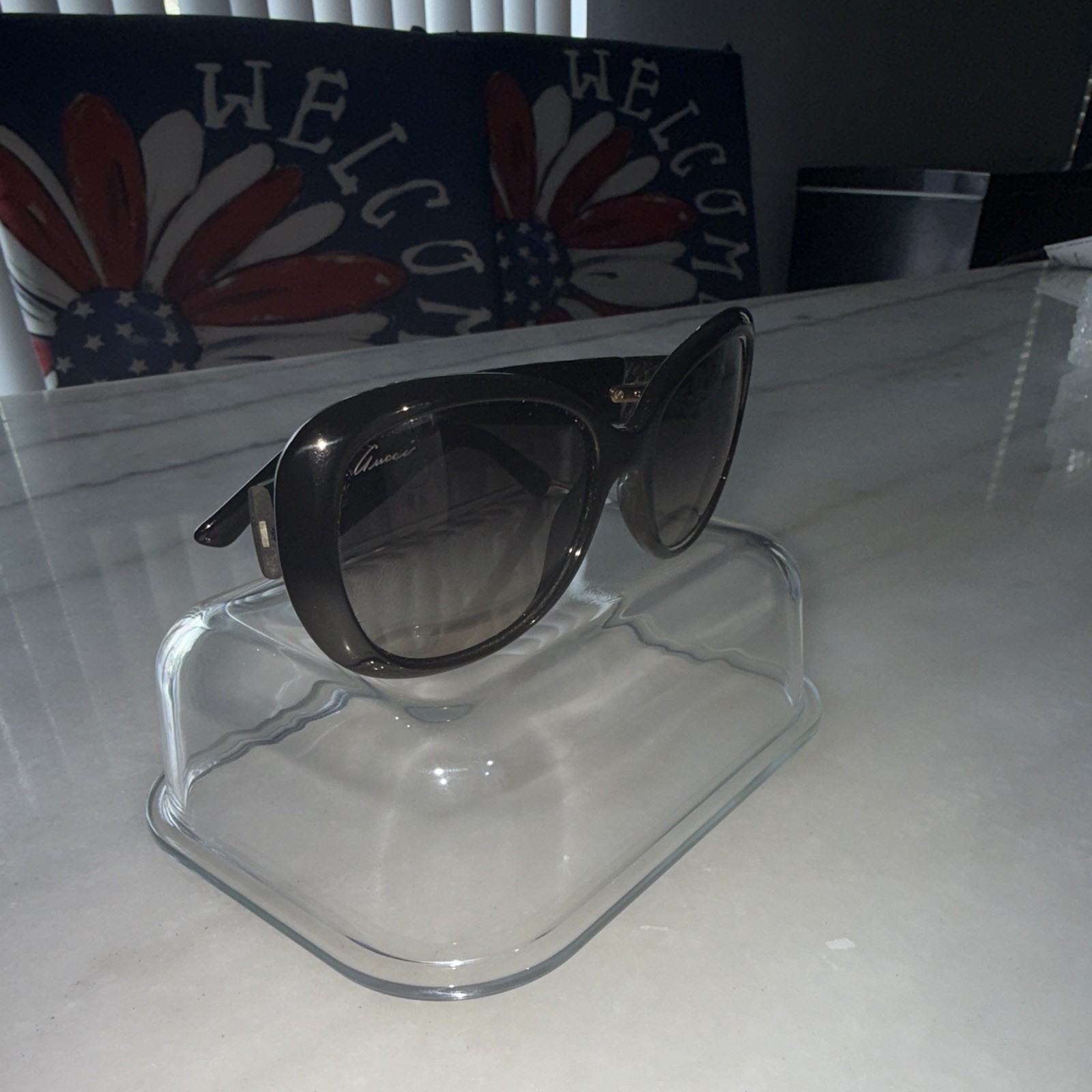 Gucci GG 3490/S Women’s Oversized Cat Eye Sunglasses Black Gray Gradient UV400