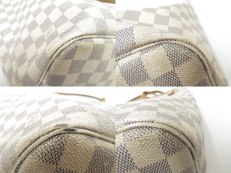 Authentic Louis Vuitton Damier Azur Neverfull MM Shoulder Tote Bag F#51574
