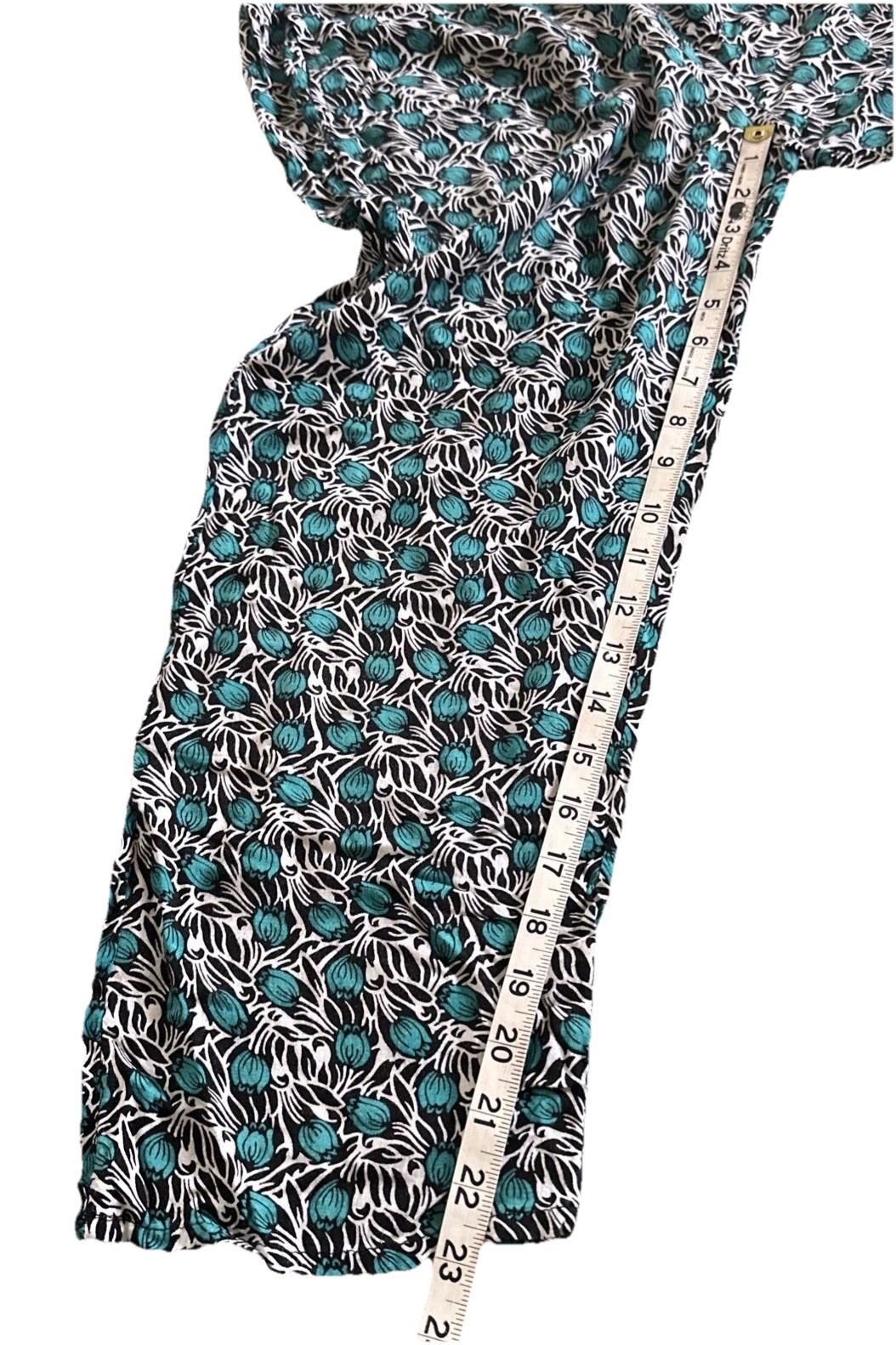 Capri Pants Womens M Teal Blue Tulips Soft Cooling Lounge Casual Travel